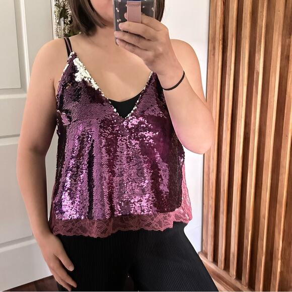 Free people Swinging Lace Pink Tank Top. Size XS - Picture 1 of 14